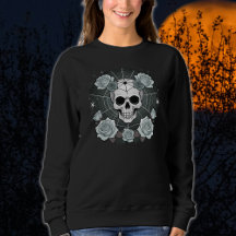Halloween Black Skulls & Rose Spooky