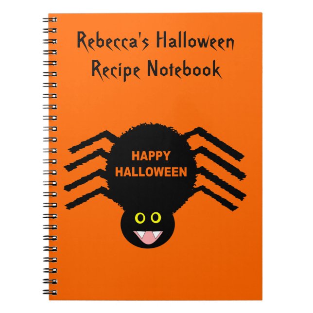 Halloween Black Spider Anpassbare Rezept Noteboo Notizblock (Vorderseite)