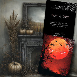 Halloween Black Spider Bats Vollmond Einladung