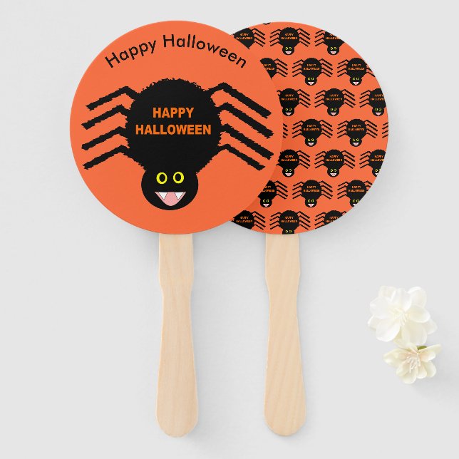 Halloween Black Spider Custom Hand Fan Fächer (Vorne und Hinten)