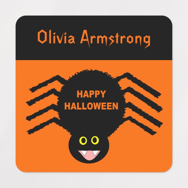 Halloween Black Spider Custom Kids Etiketten (Design 1)