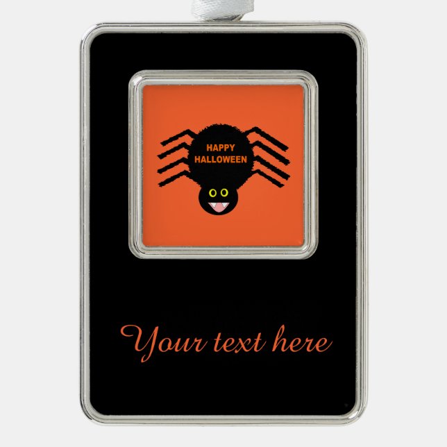 Halloween Black Spider Custom Ornament Rahmen-Ornament Silber (Vorderseite)