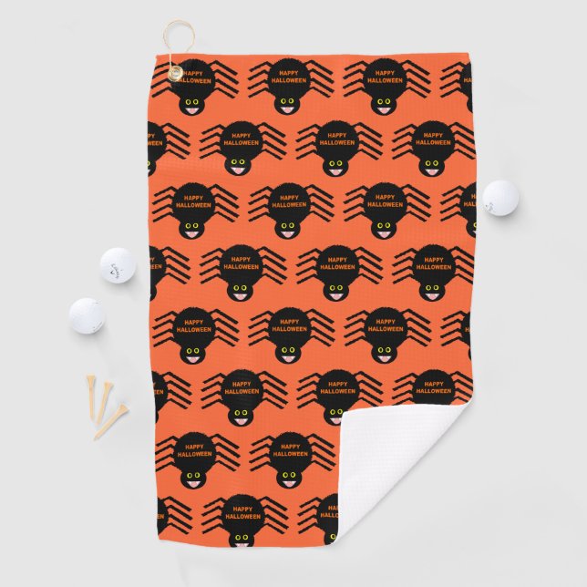 Halloween Black Spider Golf Towel Golfhandtuch (Insitu)