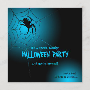 Halloween Black Spider im Web Einladung