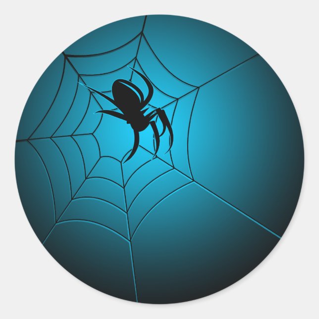 Halloween Black Spider im Web Runder Aufkleber (Vorderseite)
