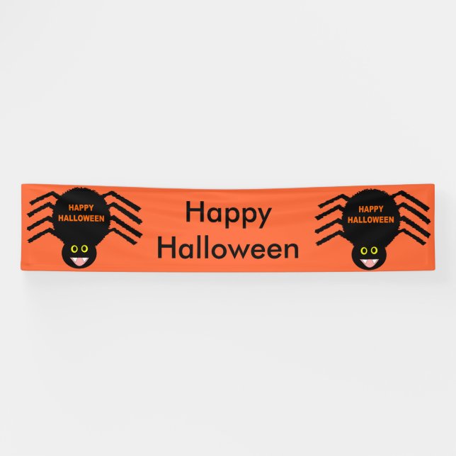 Halloween Black Spider Personalisiert Banner (Horizontal)