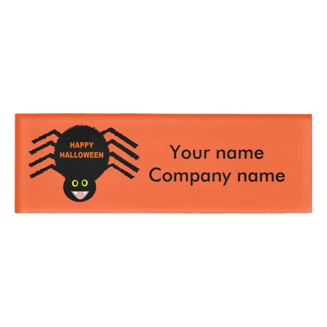 Halloween Black Spider Personalisiert Name Tag Namenschild (Vorderseite)