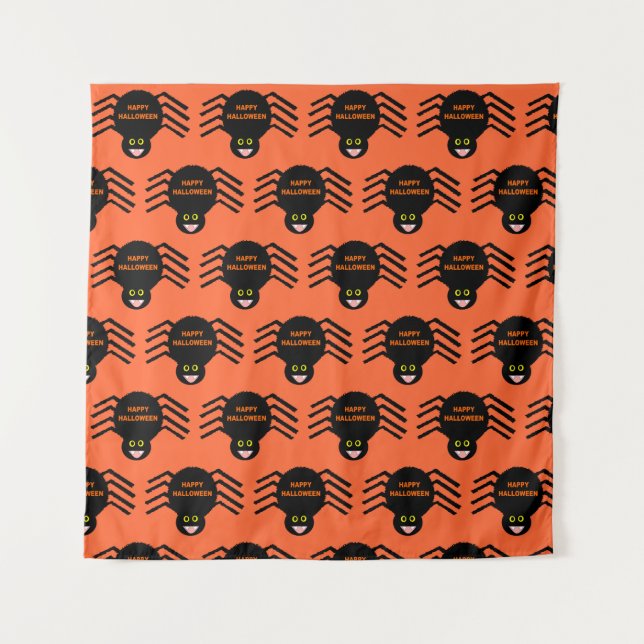 Halloween Black Spider Tapestry Wandteppich (Vorderseite (Horizontal))