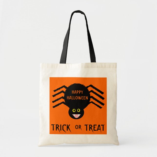 Halloween Black Spider Trick oder Treat Bag Tragetasche (Vorne)