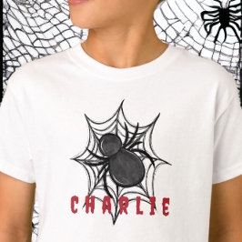 Halloween Black Spiderweb Name T-Shirt