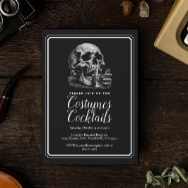 Halloween Black Vintag Skull Costume Party Einladung