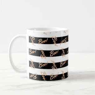 Halloween Black & White Strip BOO Kaffee Tasse