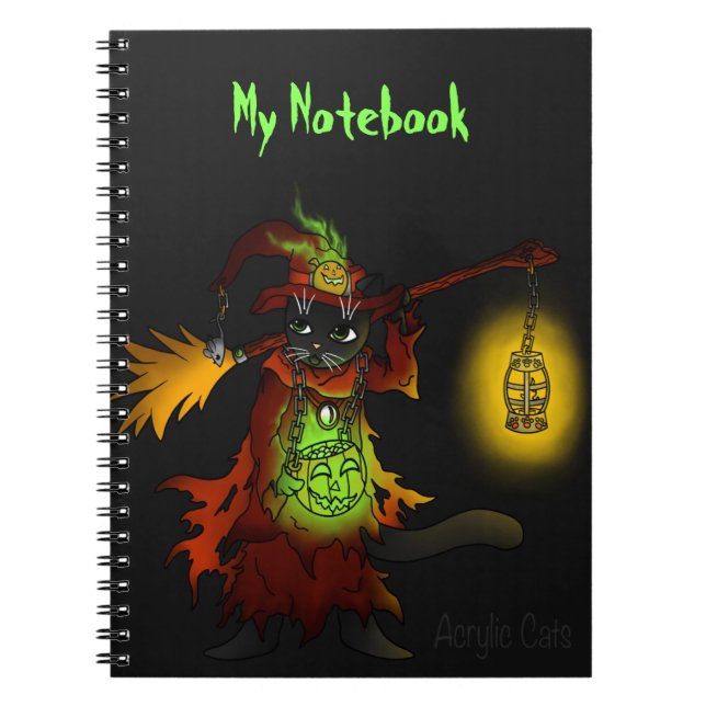 Halloween Black Witch Cat Notizblock (Vorderseite)