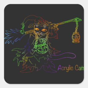 Halloween Black Witch Cat Quadratischer Aufkleber