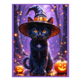 Halloween Black Witchy Cat Fotodruck