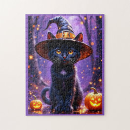 Halloween Black Witchy Cat Puzzle