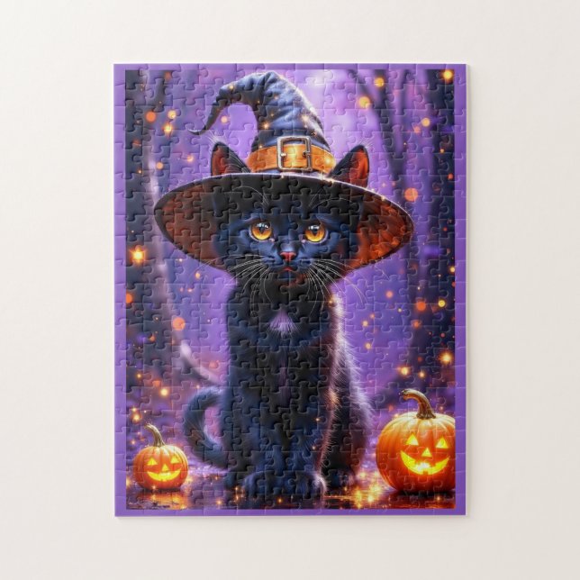 Halloween Black Witchy Cat Puzzle (Vertikal)