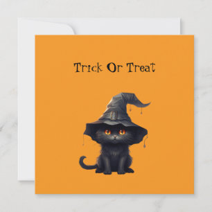Halloween Black Witchy Kitten Cat Witz Feiertagskarte