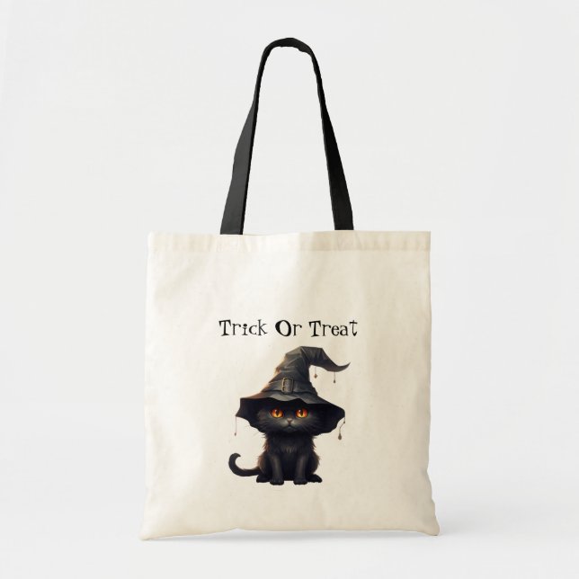 Halloween Black Witchy Kitten Cat Witz Tragetasche (Vorne)