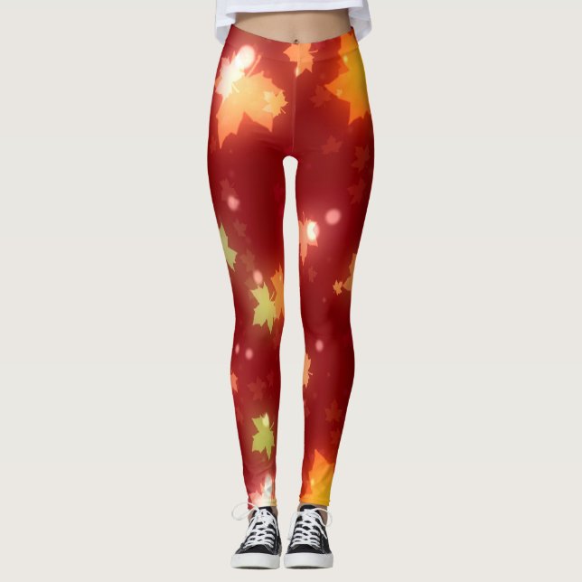 Halloween-Blätter Herbst Leggings (Vorderseite)
