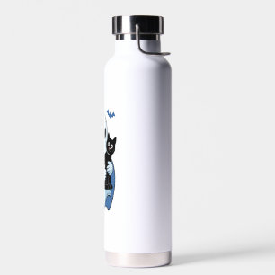 Halloween Blaues Denim-Gespenst und Katze Trinkflasche