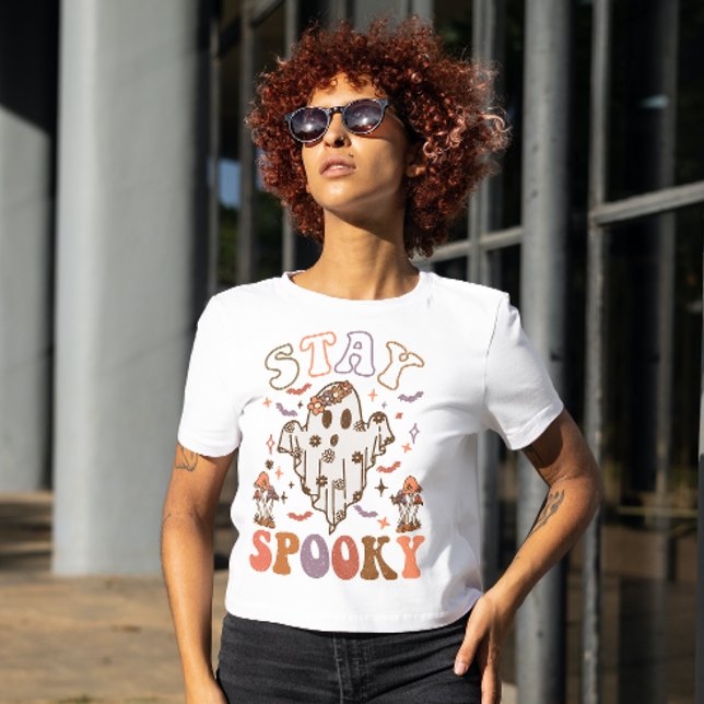 HALLOWEEN BLEIBE SPOOKY GROOVY GHOST T-Shirt (Von Creator hochgeladen)