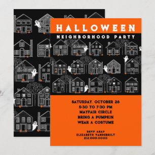 Halloween-Blockparty Einladung