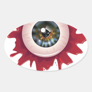 Halloween Bloody Eyeball3 Ovaler Aufkleber