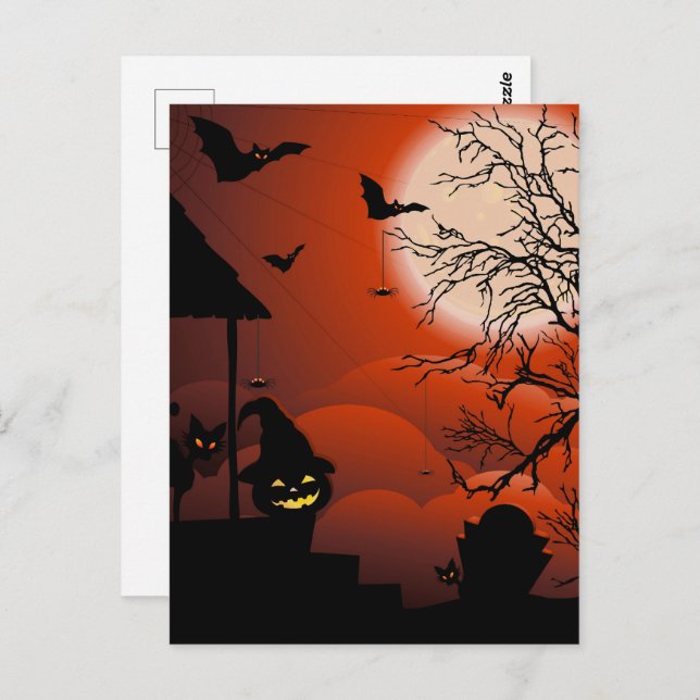 Halloween Bloody Moonlight Nightmare Postkarte (Vorne/Hinten)