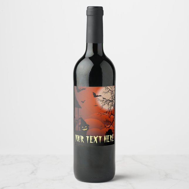 Halloween Bloody Moonlight Nightmare Weinetikett (Vorderseite)