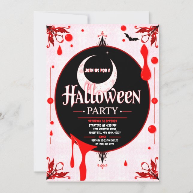 Halloween Bloody-Party Einladung (Vorderseite)