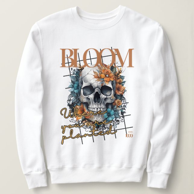 Halloween Bloom Skull Sweatshirt (Design vorne)
