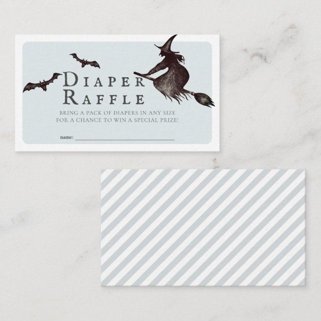 Halloween Blue Baby Diaper Raffle Ticket Begleitkarte (Vorne/Hinten)