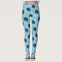 Halloween Blue Black Minimal Muster Leggings