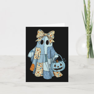 Halloween Blue Denim Boo Ghost Floral Coquette Fal Karte