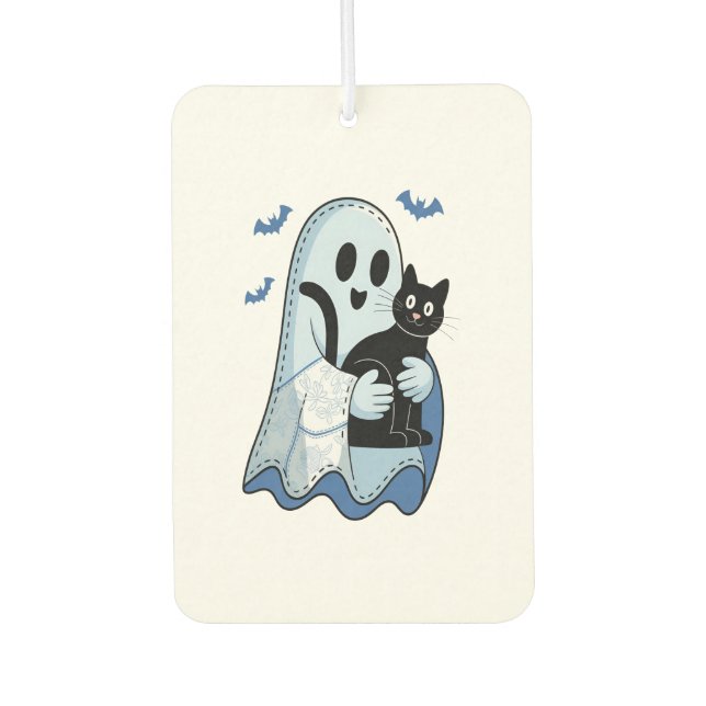 Halloween Blue Denim Ghost und Cat Autolufterfrischer (Vorderseite)