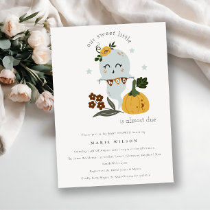 Halloween Blue Ghost Little Boo Baby Showeinladung Dankeskarte