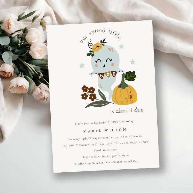 Halloween Blue Ghost Little Boo Baby Showeinladung Dankeskarte (Von Creator hochgeladen)