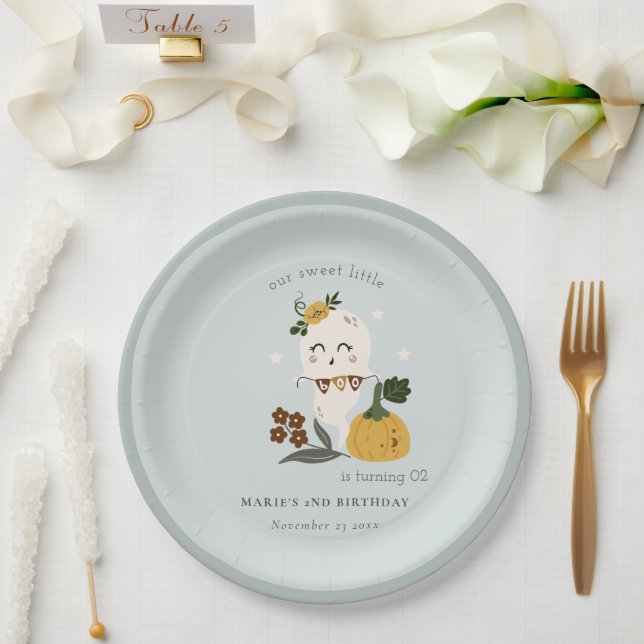 Halloween Blue Ghost Little Boo Jedes Alter Geburt Pappteller (Hochzeit)