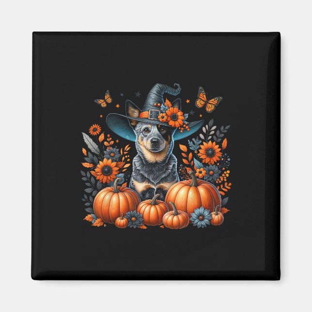 Halloween Blue Heeler Dog Pumpkin Herbstsaison Fl Magnet (Vorne)