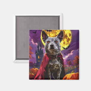 Halloween Blue Heeler Hund Kürbisse Gruselig Magnet