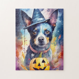 Halloween Blue Heeler mit Pumpkins Beängstigend Puzzle
