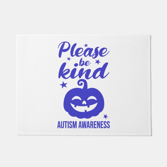 Halloween Blue Pumpkin Autisim Bewusstsein Fußmatte (Vorderseite)