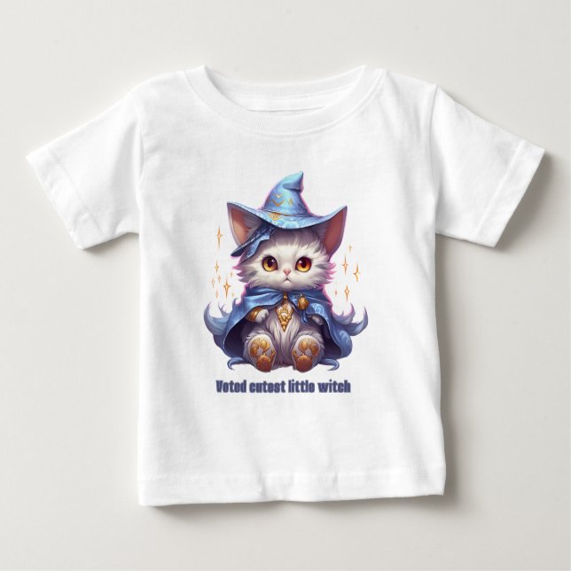 Halloween Blue Witte Kitten Baby T-shirt (Vorderseite)