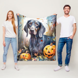 Halloween Bluetick Coonhound mit Pumpkins Beängsti Fleecedecke