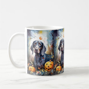 Halloween Bluetick Coonhound mit Pumpkins Beängsti Kaffeetasse