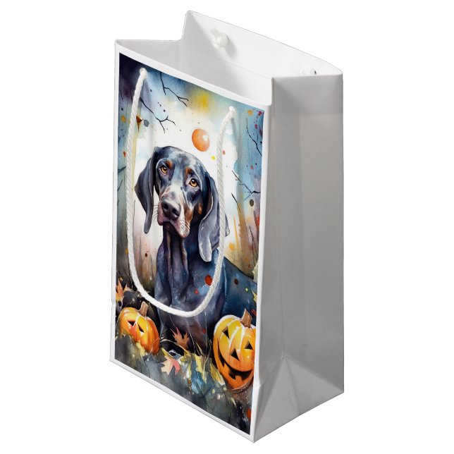 Halloween Bluetick Coonhound mit Pumpkins Beängsti Kleine Geschenktüte (Vorderseite Schrägansicht)