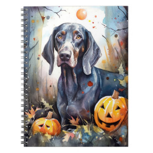Halloween Bluetick Coonhound mit Pumpkins Beängsti Notizblock