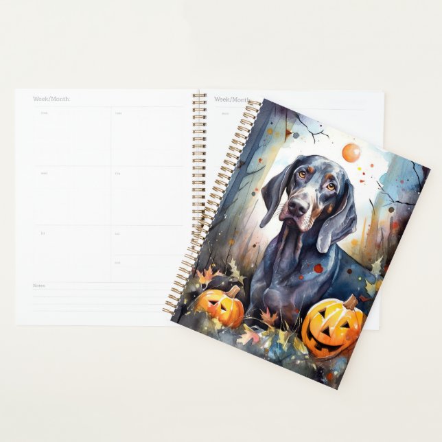 Halloween Bluetick Coonhound mit Pumpkins Beängsti Planer (Anzeige)