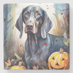 Halloween Bluetick Coonhound mit Pumpkins Beängsti Steinuntersetzer